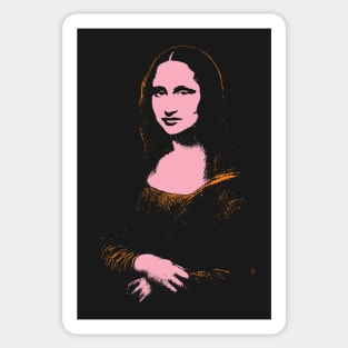 The Mona Lisa 80s colors Minimal Mona Lisa street art on default black background Sticker